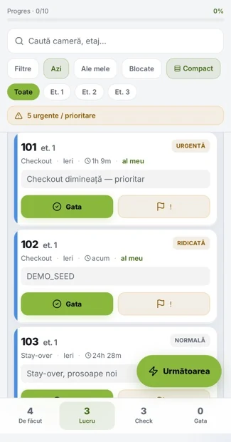 Camere în lucru, cu butoane gata sau problemă